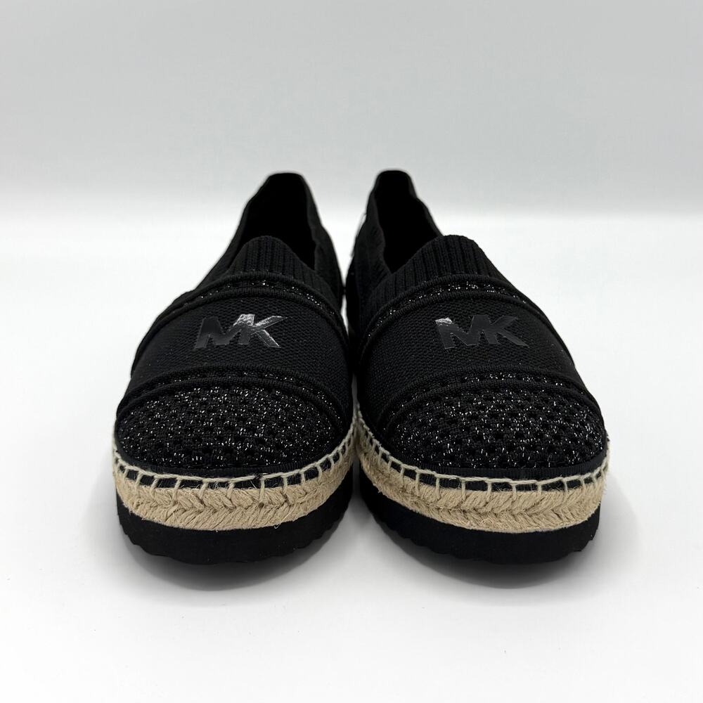 NEW Michael Kors Raya Espadrille Flats Black Metallic Knit Slip-On Shoes Sz 5.5 - Picture 2 of 10